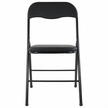 Стул складной BRABIX "Golf CF-007", черный каркас, кожзам черный, гофрокороб, 533024