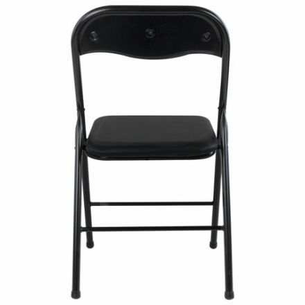 Стул складной BRABIX "Golf CF-007", черный каркас, кожзам черный, гофрокороб, 533024