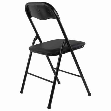 Стул складной BRABIX "Golf CF-007", черный каркас, кожзам черный, гофрокороб, 533024