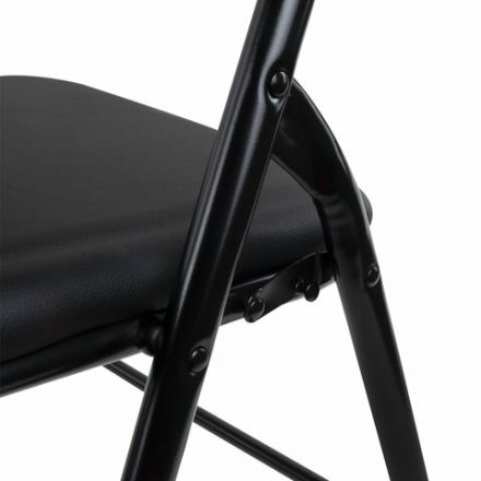 Стул складной BRABIX "Golf CF-007", черный каркас, кожзам черный, гофрокороб, 533024