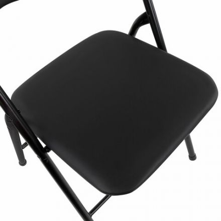 Стул складной BRABIX "Golf CF-007", черный каркас, кожзам черный, гофрокороб, 533024