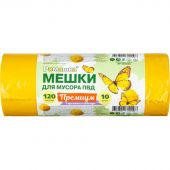 Мешки для мусора ПВД 120л 35мкм 10шт/рул желт 70х110см, Премиум