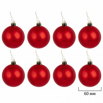 Шары ёлочные 24 шт., 6 см, "Trio", пластик, КРАСНЫЕ (глянец, матовый, глиттер), ЗОЛОТАЯ СКАЗКА, 592162
