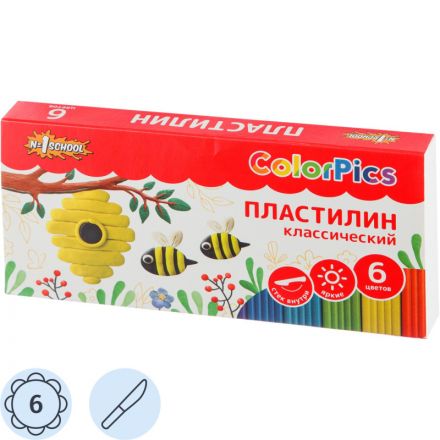 Пластилин №1 School ColorPics набор 6цв 120г со стеком
