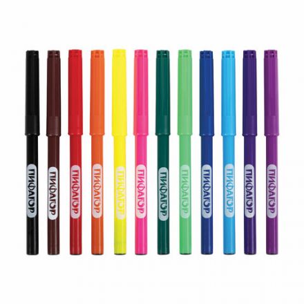 Фломастеры ПИФАГОР "Космическая одиссея", 12 цветов, вентилируемый колпачок, 152444