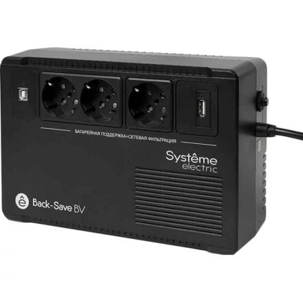 ИБП Systeme Electric Back-Save BV 400 ВА, 3xSchuko, 230В,USB (BVSE400RS)