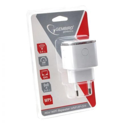 Усилитель сигнала Wi-Fi Gembird WNP-RP-004-W, 300 Мбит, белый