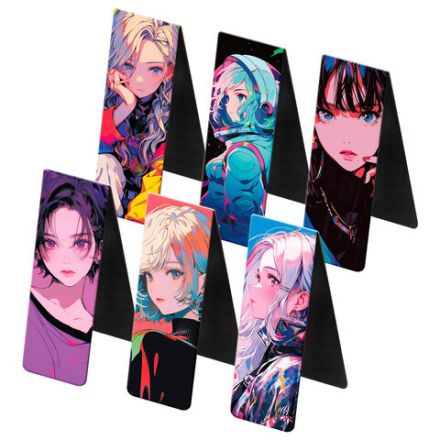 Закладки для книг МАГНИТНЫЕ, "АНИМЕ", комплект 12 штук, 60x20 мм, FUNSTER (ФАНСТЕР), 116655