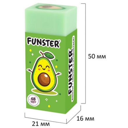 Ластики FUNSTER (ФАНСТЕР) "AVOCADO", НАБОР 3 штуки, 50х21х16 мм, прямоугольные, картонный держатель, экологичный ПВХ, блистер, 272724
