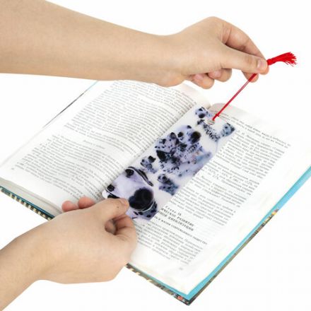 Закладка для книг с линейкой 3D-ОБЪЕМНАЯ BRAUBERG, "Далматинцы", с декоративным шнурком, 125758