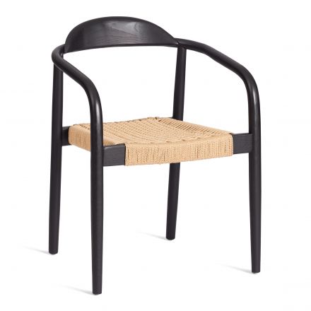 Стул MIDGARD дерево вяз/бечевка, черный, 50х51х78,5 см