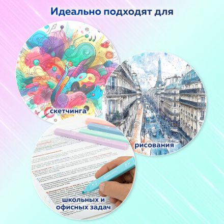 Набор текстовыделителей двусторонних 6 ПАСТЕЛЬНЫХ ЦВЕТОВ, BRAUBERG "Macaroon", линия 1-5 мм, 152513