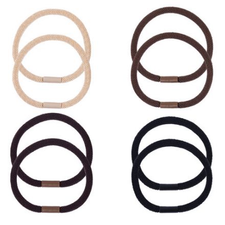 Резинки для волос НАБОР 6 шт., 0,4х14 см, чёрный, коричневый, бежевый, MONTE VITA (МОНТЕ ВИТА), 457043