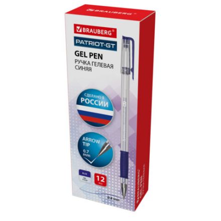 Ручка гелевая РОССИЯ "PATRIOT-GT", СИНЯЯ, корпус прозрачный, узел 0,7 мм, линия письма 0,4 мм, BRAUBERG, 143959 Ручка гелевая РОССИЯ "PATRIOT-GT", СИНЯЯ, корпус прозрачный, узел 0,7 мм, линия письма 0,4 мм, BRAUBERG, 143959