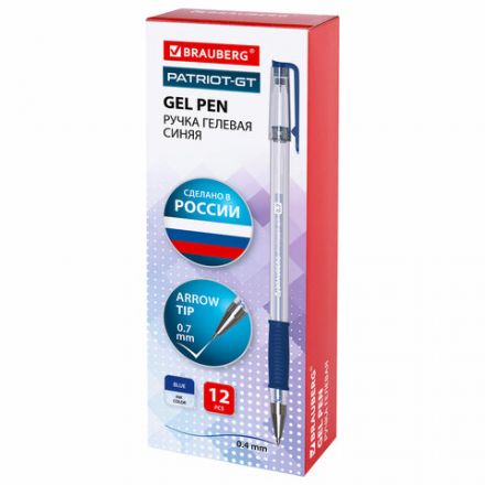 Ручка гелевая РОССИЯ "PATRIOT-GT", СИНЯЯ, корпус прозрачный, узел 0,7 мм, линия письма 0,4 мм, BRAUBERG, 143959 Ручка гелевая РОССИЯ "PATRIOT-GT", СИНЯЯ, корпус прозрачный, узел 0,7 мм, линия письма 0,4 мм, BRAUBERG, 143959
