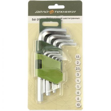 Набор ключей шестигранных коротких 9 шт (1,5-10 мм) Дело Техники 561090