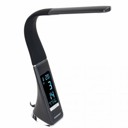 Настольная лампа / светильник SONNEN SM-01B на подставке, LCD-экран, СВЕТОДИОДНАЯ, 5 Вт, черный, 238232