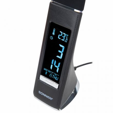 Настольная лампа / светильник SONNEN SM-01B на подставке, LCD-экран, СВЕТОДИОДНАЯ, 5 Вт, черный, 238232