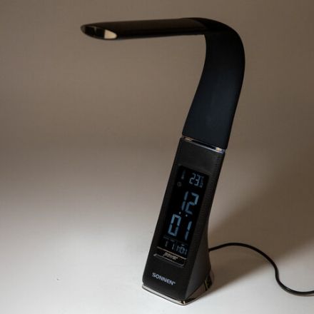Настольная лампа / светильник SONNEN SM-01B на подставке, LCD-экран, СВЕТОДИОДНАЯ, 5 Вт, черный, 238232
