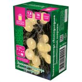 Электрогирлянда-нить комнатная "Шарики" 1,8 м, 16 LED, бронза, тёплый белый, батарейки, ЗОЛОТАЯ СКАЗКА, 592558