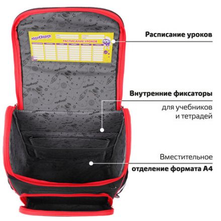 Ранец ЮНЛАНДИЯ WISE, 1 отделение, 3 кармана, устойчивое дно, "Football camp", 37x29х15 см, 271400