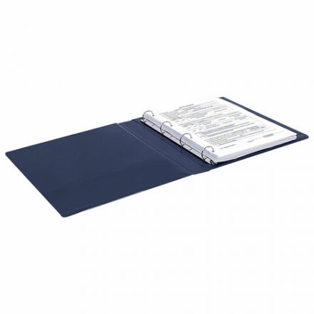 Папка на 4 кольцах, ПРОЧНАЯ, картон/ПВХ, BRAUBERG "Office", СИНЯЯ, 40 мм, до 250 листов, 271848