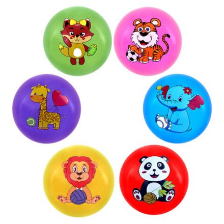 Мяч детский надувной "Зверята", 25 см, ПВХ, ассорти, 6 цветов, JOLLY JOT (ДЖОЛЛИ ДЖОТ), 666121