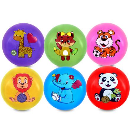 Мяч детский надувной "Зверята", 25 см, ПВХ, ассорти, 6 цветов, JOLLY JOT (ДЖОЛЛИ ДЖОТ), 666121