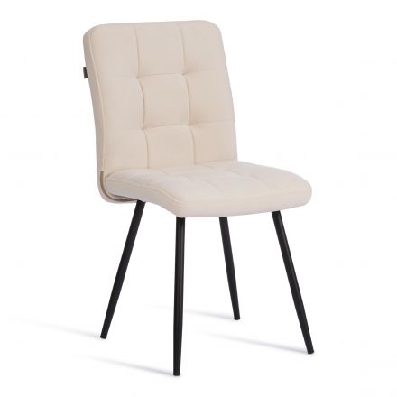 Стул обеденный Medeo флок , молочный/черный, 4, 47х56х89