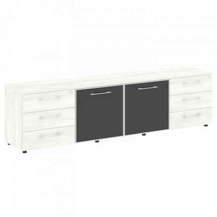 Yalta Тумба модульная LT.TS-4.2 black Снежная патина/Стекло black 2188*450*580