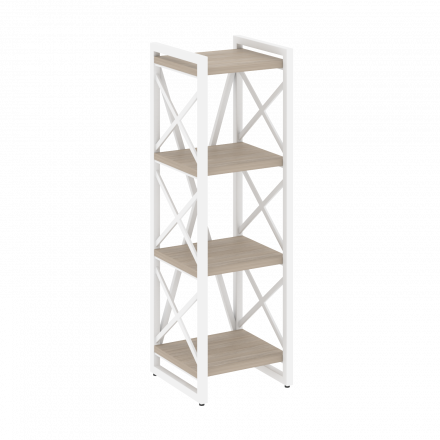 Loft Стеллаж на регулируемых опорах-4 полки VR.L-MST.O-4.4 Дуб аттик/Белый металл 400*400*1280