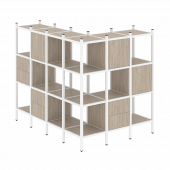 Loft Угловой внешний стеллаж наборный VR.L-52 Дуб аттик/Белый металл 1694*1278*1458
