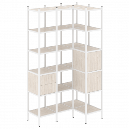 Loft Угловой внутренний стеллаж наборный VR.L-35 Денвер светлый/Белый металл 1278*862*2280