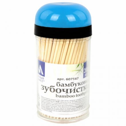 Зубочистки бамбуковые 200 штук в диспенсере, WELDAY (ВЭЛДЭЙ), 607567