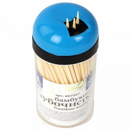 Зубочистки бамбуковые 200 штук в диспенсере, WELDAY (ВЭЛДЭЙ), 607567