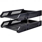 Лоток горизонтальный для бумаг Deli E9208 набор 2шт на металл.стерж черный