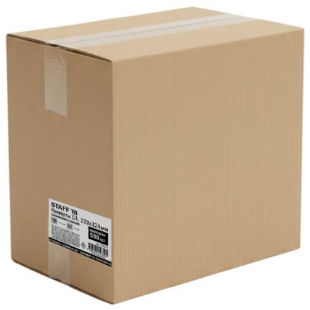 Конверты С4 (229х324мм), отрывная лента, "Куда-Кому", 100г/м2, КОМПЛЕКТ 500шт, STAFF, 118667