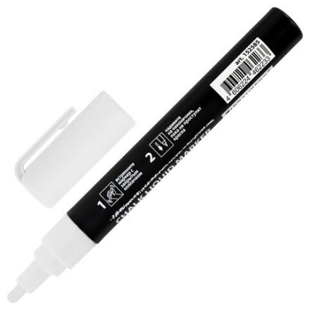 Маркер меловой CHALK LIQUID MARKER, БЕЛЫЙ, 3 мм, стираемый, BRAUBERG "CHALK", 152585