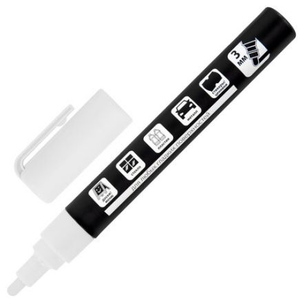 Маркер меловой CHALK LIQUID MARKER, БЕЛЫЙ, 3 мм, стираемый, BRAUBERG "CHALK", 152585