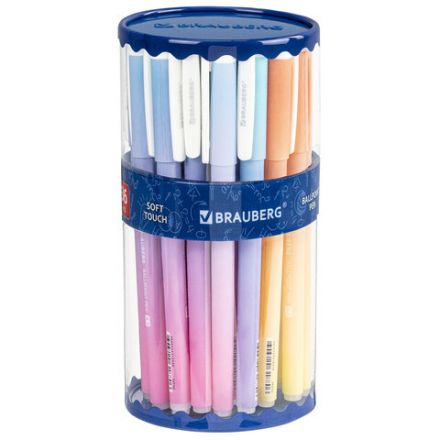 Ручка шариковая BRAUBERG SOFT TOUCH GRIP "GRADE PASTEL", СИНЯЯ, мягкое покрытие, ассорти, узел 0,7 мм, 143711