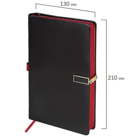 Скетчбук, слоновая кость 140 г/м2 130х210 мм, 80 л., КОЖЗАМ, застежка металл, BRAUBERG ART CLASSIC, "Inspiration", под кожу, черный, 116464