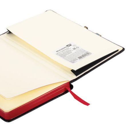 Скетчбук, слоновая кость 140 г/м2 130х210 мм, 80 л., КОЖЗАМ, застежка металл, BRAUBERG ART CLASSIC, "Inspiration", под кожу, черный, 116464