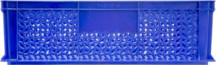 Ящик 600х400х180 мм перфорированный с ручками синий морозостойкий