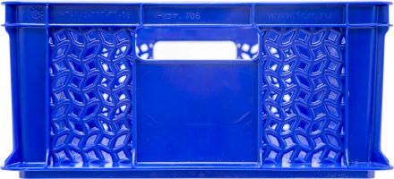 Ящик 600х400х180 мм перфорированный с ручками синий морозостойкий