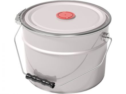 Ведро металл 10л. с крышкой и обручем, с крышкой берикап 57мм цв. белый