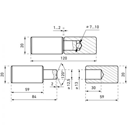 Петля - шарнир УЗК Киров Секрет 20х120 ПГ-20 с шариком 20мм (8327)