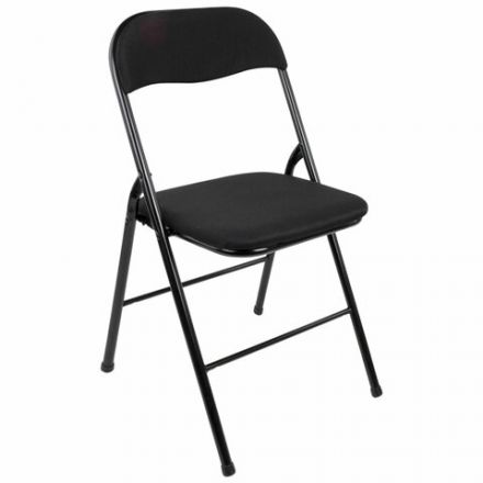 Стул складной BRABIX "Golf CF-007", чёрный каркас, чёрная ткань, гофрокороб, 533025