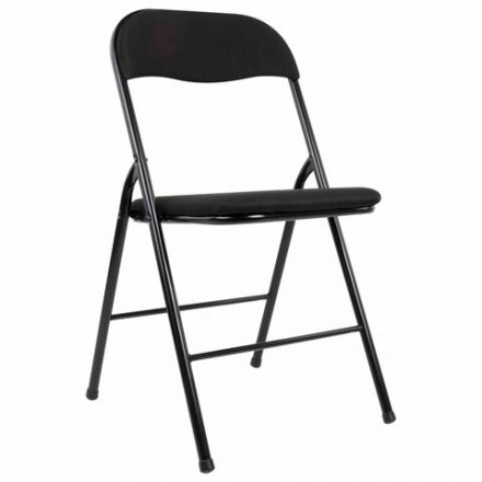 Стул складной BRABIX "Golf CF-007", чёрный каркас, чёрная ткань, гофрокороб, 533025