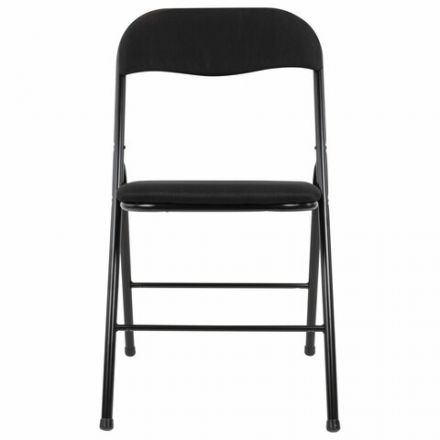 Стул складной BRABIX "Golf CF-007", чёрный каркас, чёрная ткань, гофрокороб, 533025