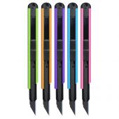 Нож канцелярский 9мм Berlingo "Color Zone", черное лезвие, auto-lock, металл. направл., ассорти, евро